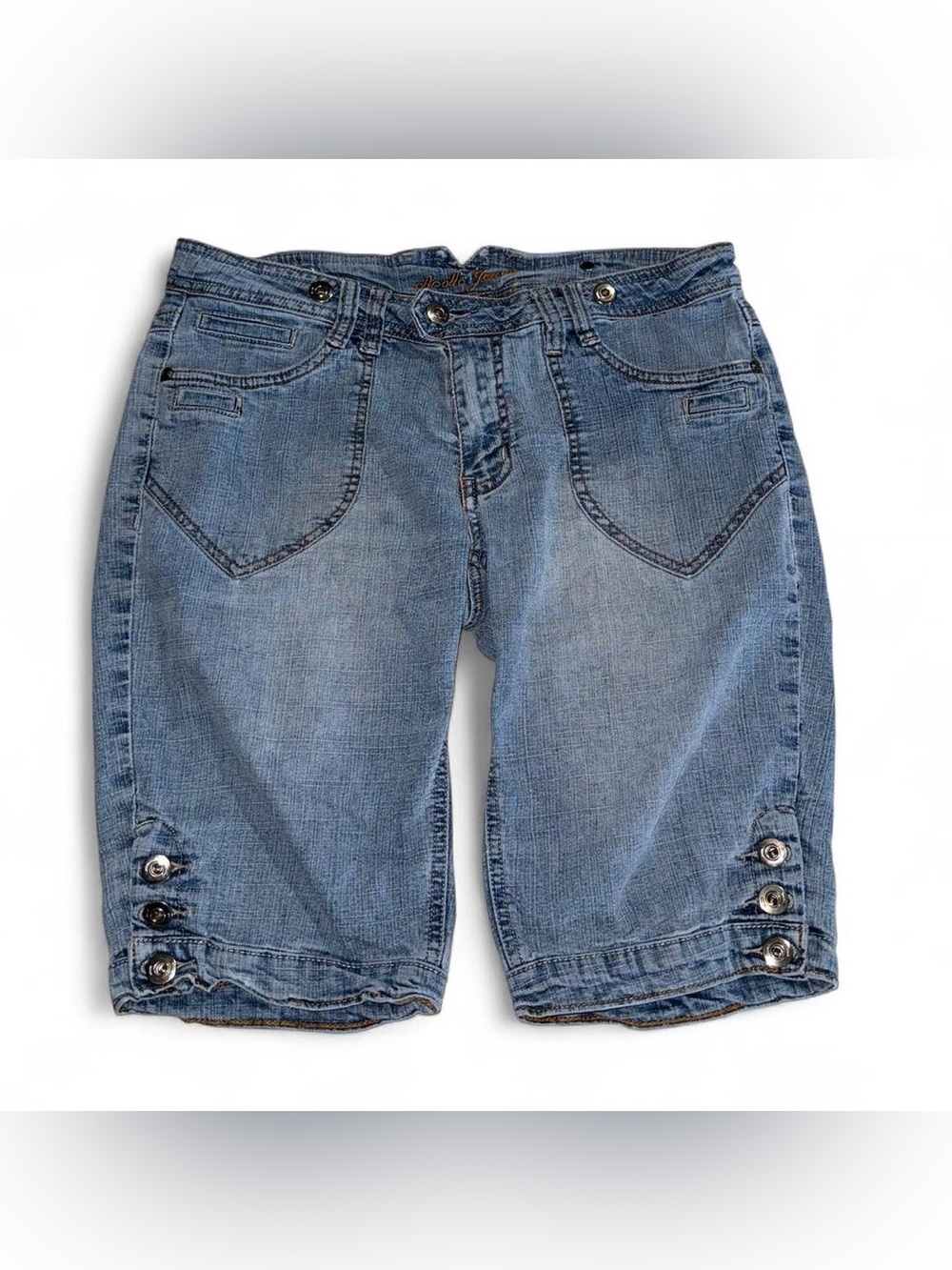 Apollo Jeans Light Blue Denim Bermuda Shorts with Button Hem